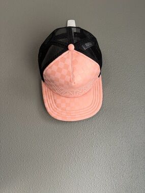 Vans Adult Peach Checkerboard Trucker Hat